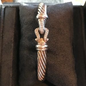 David Yurman 7mm sterling & diamond cuff bracelet